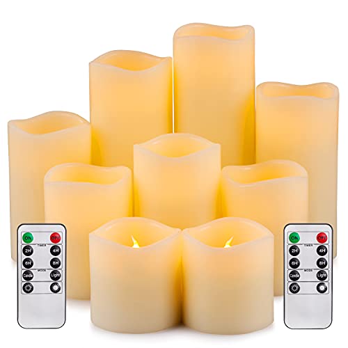 Aku Tonpa 9er LED Flammenlose Kerzen batteriebetriebene Kerzen mit Timer und 10 Tasten Fernbedienung von Aku Tonpa
