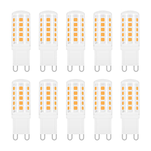 Akynite G9 LED 4W Warmweiß 2700K, 400LM, G9 33W 40W Halogenlampe Ersetzt, Stiftsockellampe G9 LED Warmweiss für Spiegelleuchte Kristallleuchter Tischlampe, Nicht Dimmbar, 10er-Set von Akynite