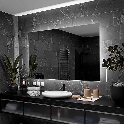 Alasta Dubai Badspiegel mit Beleuchtung 100x90 cm - Anpassbarer Bad Spiegel - Ihrer Wahl Kosmetikspiegel mit Beleuchtung und Spiegelheizung - Wählbare Lichtfarbe von Alasta