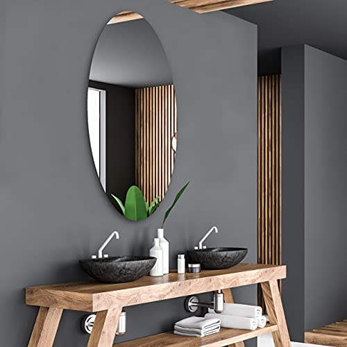 Alasta Eleganter Spiegel In Form Einer Ellipse, Badezimmerspiegel, Wandspiegel, Hängespiegel - Größe 50x80cm von Alasta