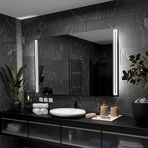 Alasta Rome Badspiegel mit Beleuchtung 130x80 cm - Anpassbarer Bad Spiegel - Ihrer Wahl Kosmetikspiegel mit Beleuchtung und Spiegelheizung - Wählbare Lichtfarbe von Alasta