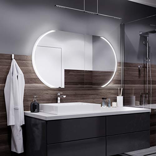 Alasta Spiegel | Cairo Badspiegel 120x70cm mit LED Beleuchtung | Wandspiegel Badezimmerspiegel | Spiegel nach Maß | LED Farbe Kaltweiß | Wähle eine Variante von Alasta