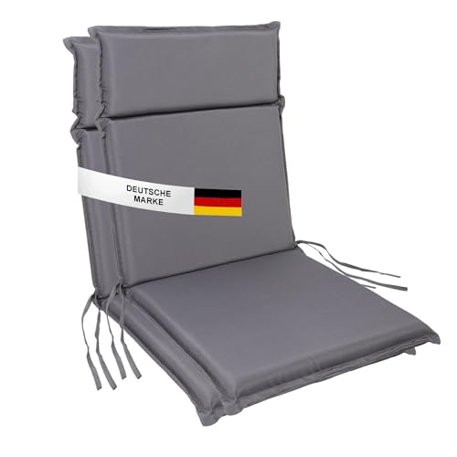 Albatros Gartenstuhl Sitzauflage 2er Set Gartenstuhlauflagen Sitzpolster Sitzkissen Outdoor Anthrazit 99x45cm, Hochlehner Auflage UV Beständig wasserabweisend geeignet für Klappstühle von Albatros International