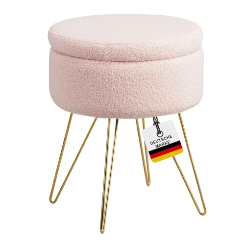 Albatros Hocker mit Stauraum Cannes – Sitzhocker mit Stauraum, Modernes Design, Edler Sherpa-Bezug – Sitztruhe oder Sitzbank mit Stauraum – optimal als Fußhocker oder Hocker Schminktisch, Rosa von Albatros International