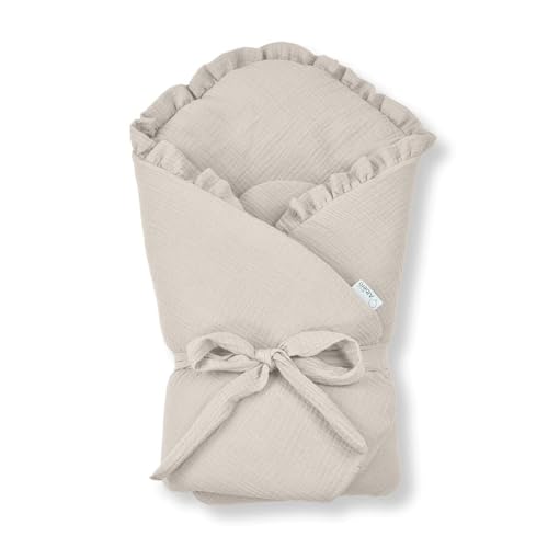 Albero Mio Baby Pucksack Baby Pucktuch | Größe: 75 x 75 cm | Kordelzug | Sicher für Babys | 100% Baumwolle | Atmungsaktives Material | Pflegeleicht | Beige von Albero Mio