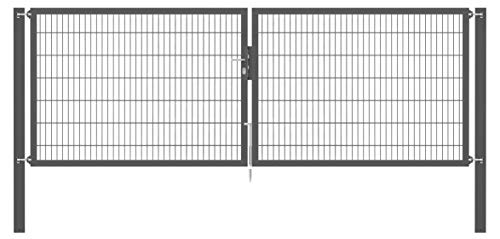 Alberts 637255 Doppeltor Flexo Plus mit Zubehör verschiedene Breiten und Höhen anthrazit Breite 400 cm Höhe 140 cm von Alberts