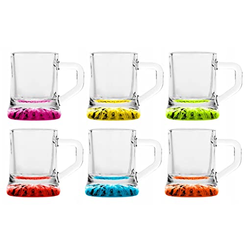 Alcohol Cage COLOR KRUG SHOT Mugs Set - Kleine Shot Gläser 30ml - mit Schwerem Boden - Spülmaschinenfest - 5x36cm- Wodka Glas Shot Gläser Lustiges Set von 6 von Alcohol Cage