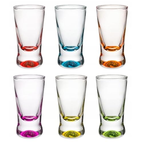 Alcohol Cage COLOR QUICK SHOT Glas Set - Alkohol Cage Glas Set - Kleine Schnapsgläser 25ml - mit Schwerem Boden - Spülmaschinenfest - 65x36cm - Wodka Glas Schnapsgläser Witziges Set von 6 von Alcohol Cage