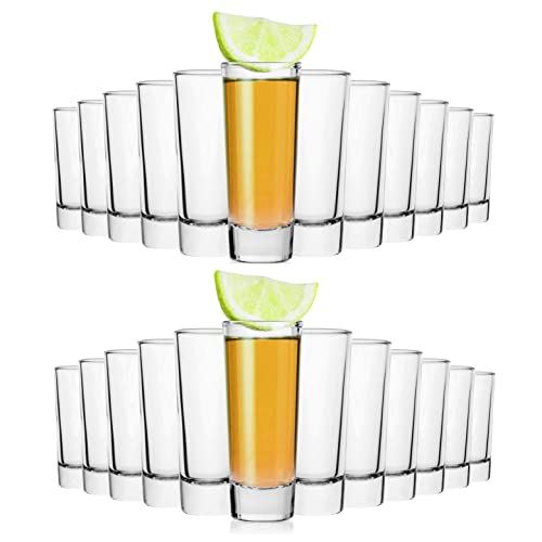 Alcohol Cage LONG SHOT Gläserset - Kleine Shotgläser 65ml - mit Schwerem Boden - Widerstandsfähig & Spülmaschinenfest - Wodkaglas Shotgläser Witziges Set von 24 von Alcohol Cage