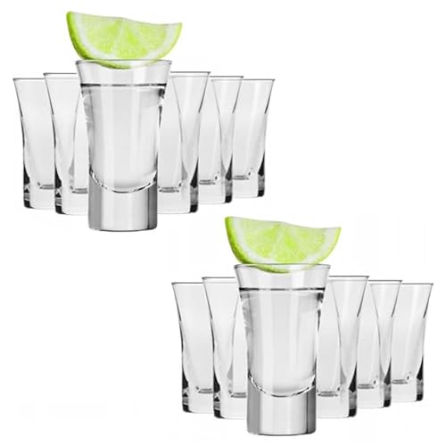 Alcohol Cage Tequila Shot Gläser - Kleine Shot Gläser mit Schwerem Boden - Spülmaschinenfest - Glas Shot Gläser - Alkohol Shots - 78x46mm - 45ml - Set von 12 von Alcohol Cage