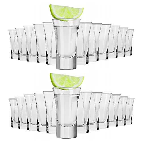 Alcohol Cage Tequila Shot Gläser - Kleine Shot Gläser mit Schwerem Boden - Spülmaschinenfest - Glas Shot Gläser - Alkohol Shots - 78x46mm - 45ml - Set von 24 von Alcohol Cage