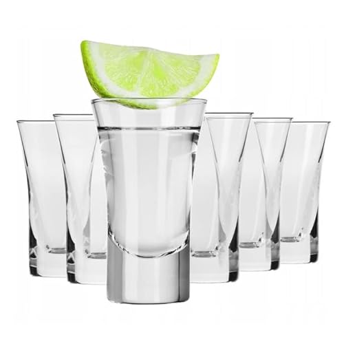 Alcohol Cage Tequila Shot Gläser - Kleine Shot Gläser mit Schwerem Boden - Spülmaschinenfest - Glas Shot Gläser - Alkohol Shots - 78x46mm - 45ml - Set von 6 von Alcohol Cage