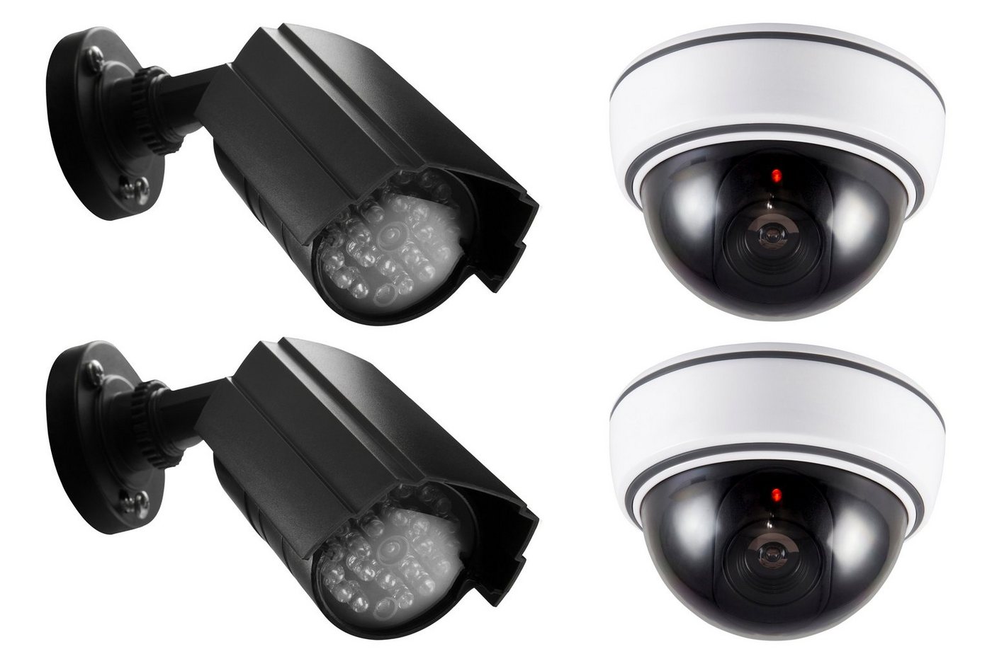 Alecto DC-KIT Überwachungskamera Attrappe (Innen,- Außenbereich, Spar-Set, 1-tlg., 2x Kamera-Attrappen, Überwachungskamera Attrappe mit LED-Licht, Schutz vor Einbruch) von Alecto