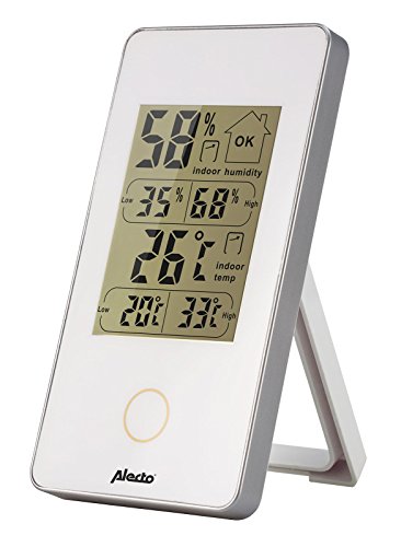 Alecto WS-75 - Digitales Thermometer/Hygrometer, Misst die Temperatur und Luftfeuchtigkeit in Innenräumen, Batteriebetrieben, LCD-Anzeige, Weiß von Alecto