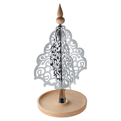 Alessi Dressed for X-Mas Weihnachtsdekoration aus Edelstahl 18/10 und Buchenholz, Silver, 27 x 48 x 27 cm von Alessi