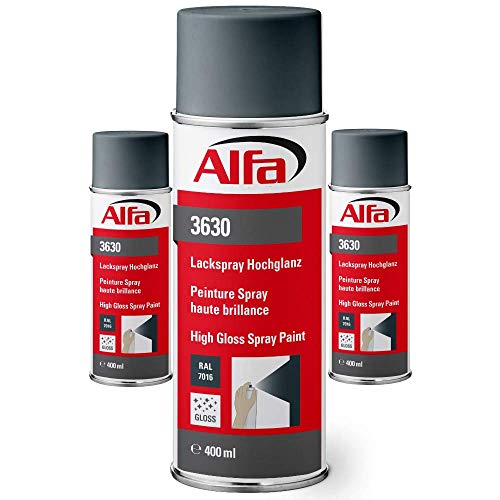 Alfa Lackspray 400 ml für Innen und Außen - Sprühlack zum Lackieren und Dekorieren, hohe Deckkraft Farbspray, Sprühdose, Made in Germany (12, RAL 7016 Anthrazit Hochglanz) von Alfa