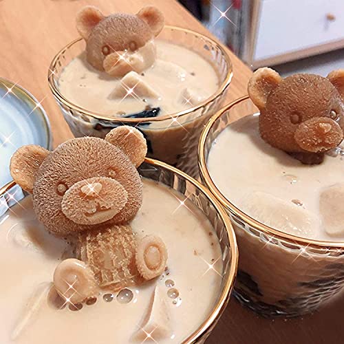 Alihoo 3D Eisformen Silikon, DIY-Backwerkzeug Lustiger Kaffee, Milch, Tee, Eisform Mousse Kuchen Lebensmittelqualität Silikonform (Bär) von Alihoo