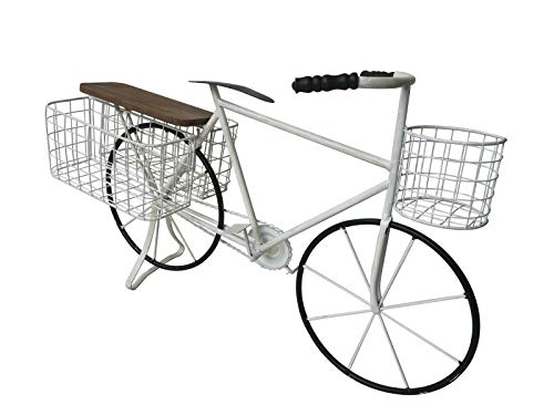 All Chic Weißer Vintage-Fahrrad-Pflanzkorb aus Metall für Fahrrad, Gartendekoration von All Chic