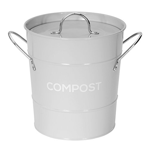 Kompost-Behälter für die Küche, Metall, inklusive Kompostier-Anleitung Grau von All-Green