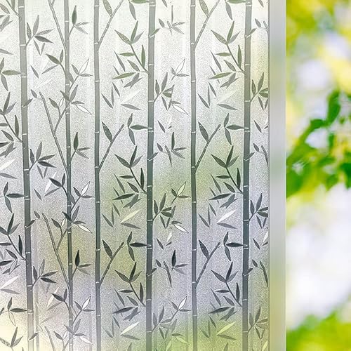 All-In Fensterfolie Selbsthaftend Blickdicht Sichtschutzfolie Anti-UV Statisch Folie Scheibenfolie (Bambus, 60 x 200cm) von All--In