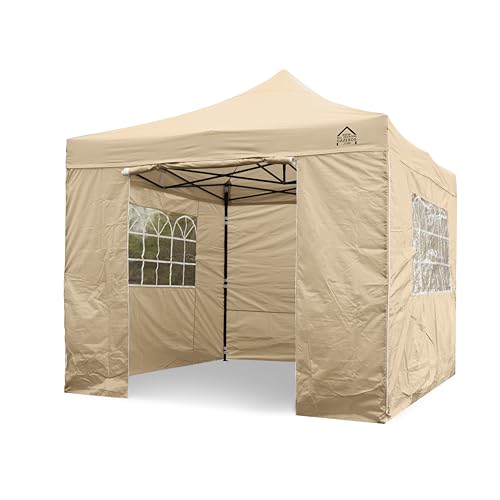 All Seasons Gazebos 3x3m vollständig wasserdichtes Faltpavillon mit 4 Seitenteilen - Beige von All Seasons Gazebos