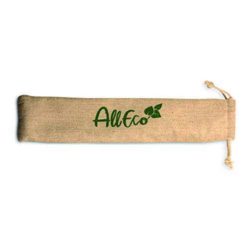 AllEco® Stoffbeutel für Strohhalm wiederverwendbar Edelstahl Set | Trinkhalm Eco-Beutel - umweltfreundlich, nachhaltig, wiederverwendbar & plastikfrei (Eco-Beutel (100% Baumwolle)) von AllEco