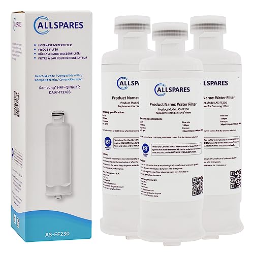 AllSpares Wasserfilter (3x) für Kühlschrank geeignet für Samsung DA97-17376B von AllSpares