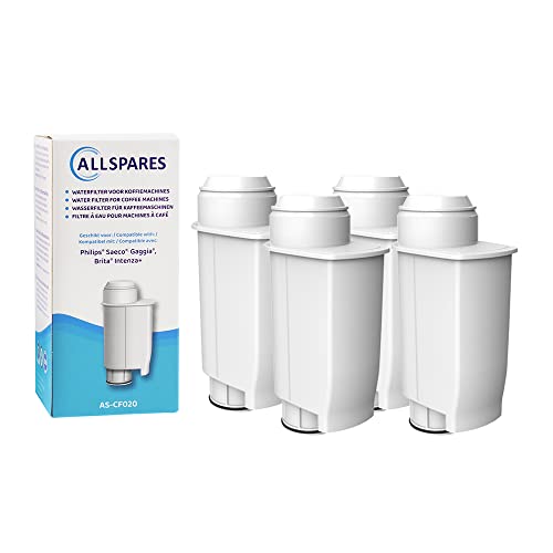 AllSpares Wasserfilter (x4) geeignet für Philips / Saeco Kaffeemaschinen Ersatzfilter für BRITA Intenza+ und Philips / Saeco CA6702 von AllSpares