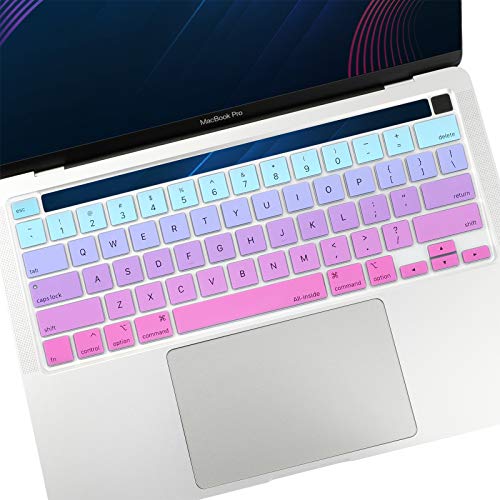 Allinside Tastaturabdeckung für 2020 MacBook Pro 13" A2338 M1 A2251 A2289 und 2019 MacBook Pro 16" A2141 mit Touch Bar & Touch ID, Ombre Blau Pink von Allinside