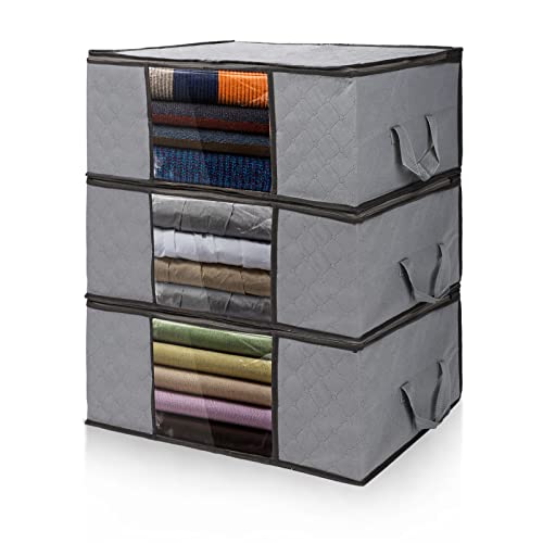 Allinside Unterbettkommode 3er-Pack, Große Kapazität, Faltbare Kleidertasche mit Verstärkten Griffen für die Aufbewahrung von Kleidung und Bettwäsche - Grau von Allinside