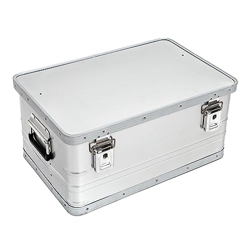 Aluminium Behälter mit Deckel - 58,2 Liter - 57,7 x 37,6 x 27,3 cm - korrosionsbeständig - mit Gummidichtung und 2 Klapphandgriffen - Aluminiumbox, Transportkiste, Werkzeugkiste, Lagerbox von Allpax