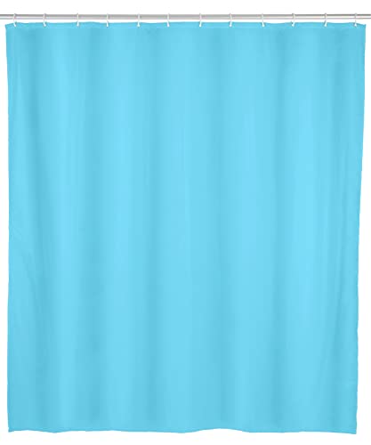 Allstar Duschvorhang Zen, Vorhang aus pflegeleichtem, umweltfreundlichem und recyclingfähigem Kunststofffilm, wasserabweisend, verstärkte Lochleiste mit rostfreien Metall-Ösen, 120 x 200 cm, Blau von Allstar