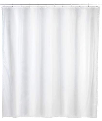 Allstar Duschvorhang Zen, Vorhang aus pflegeleichtem, umweltfreundlichem und recyclingfähigem Kunststofffilm, wasserabweisend, verstärkte Lochleiste mit rostfreien Metall-Ösen, 120 x 200 cm, Weiß von Allstar
