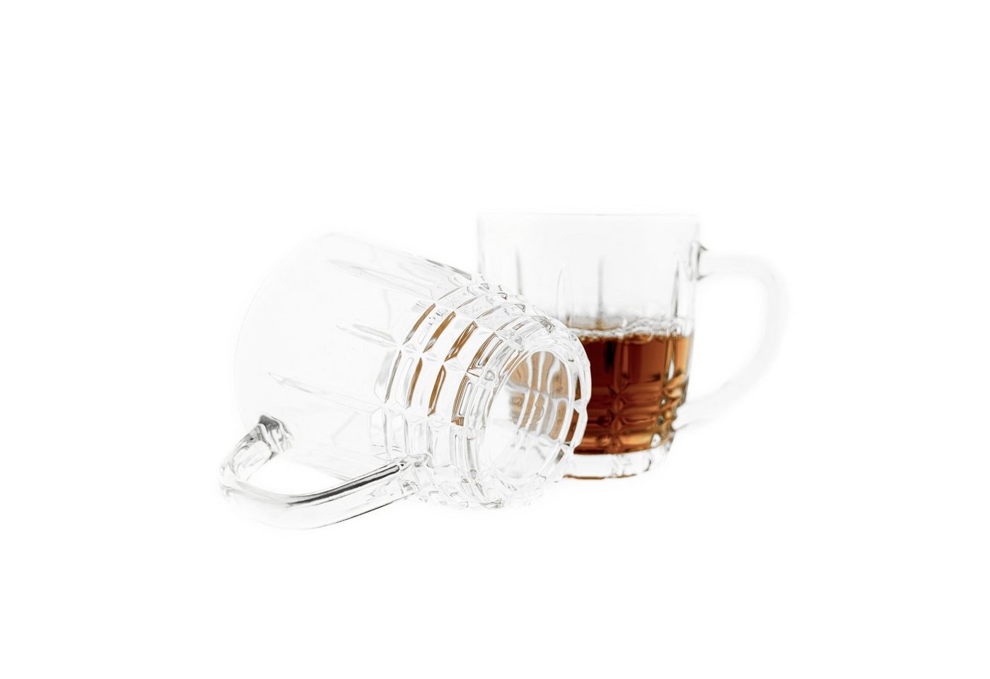 Almina Teeglas 6er-Gläser Set mit Henkel Teeglas Kaffeeglas Transparent mit Design von Almina