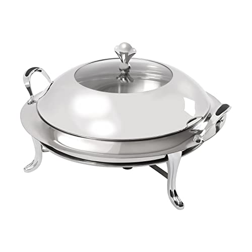 Rund Chafing Dish Set, Buffetwärmer Edelstahl, Speisewärmer mit Atmungsaktiver Deckel,3L großes Fassungsvermögen, Warmhaltebehälter für Catering, Studentenwohnheime, Bankette, Hochzeiten,Buffet von Alnemy