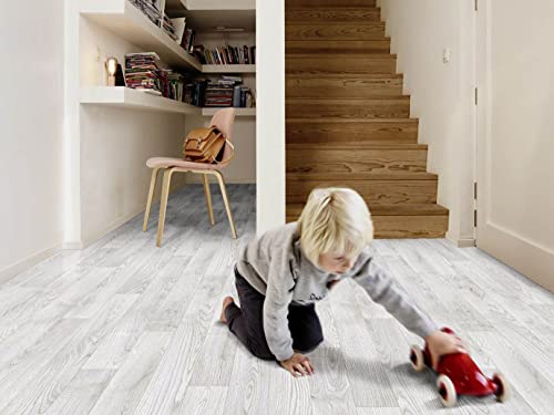 Alpha-Tex PVC Bodenbelag Vinylboden in weiß gemasertem Holz, Zuschnitt (4m breit, 3m lang) von Alpha-Tex Produktions- und Handels GmbH