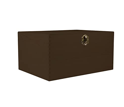 Holzbox Holzkiste dunkel braun mit Deckel Holztruhe Aufbewahrungsbox Vintage Aufbewahrung Truhe Kiste - mit Scharnier Verschluss, Größe: 40 x 30 x 20 cm von Alsino