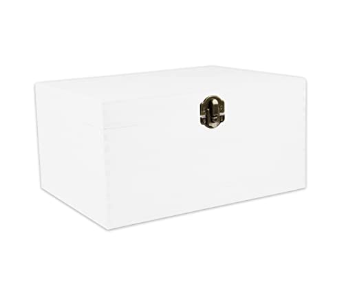Alsino Holzbox mit Deckel weiß - aus Naturholz, Holzkiste Aufbewahrungsbox Deko Holz-Kiste Box, 36 x 26 x 18 cm von Alsino