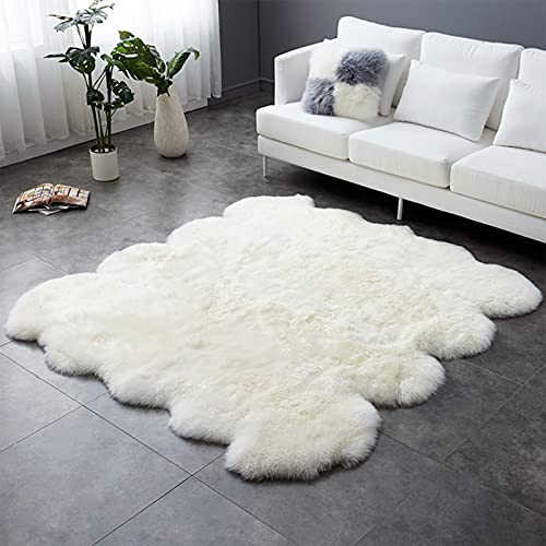 Altlue Lammfell Teppich Schaffell Echt Groß Fellteppich Flauschiger Fell Teppiche Lammfell Echt Groß Für Wohnzimmer Schlafzimmern Weiß (Size : 8p(185 * 200cm)) von Altlue