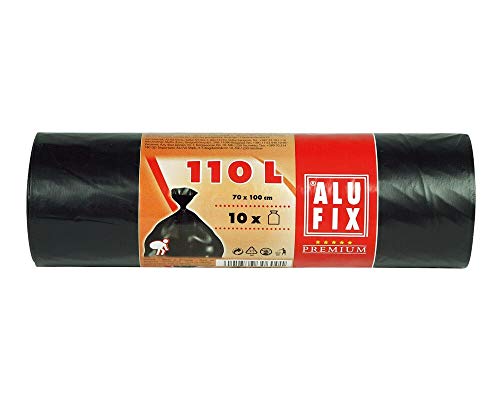 10 Stk. ALUFIX Müllsäcke 110 L, HDPE 70x100 cm 26my, schwarz von Alufix