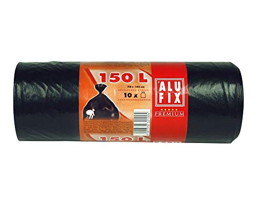 ALUFIX Müllsäcke Premium 150 L, HDPE 78x105 cm 37my, schwarz, 100 Stück von Alufix