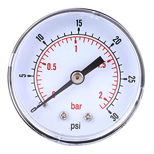 Alvinlite Y50 Manometer | 50 mm 1/8 Zoll BSPT Hochpräzises mechanisches Axialmanometer für Kraftstoff, Luft, Öl, Gas, Wasser | 0–30 psi 0–2 bar| Druckanzeige von Alvinlite