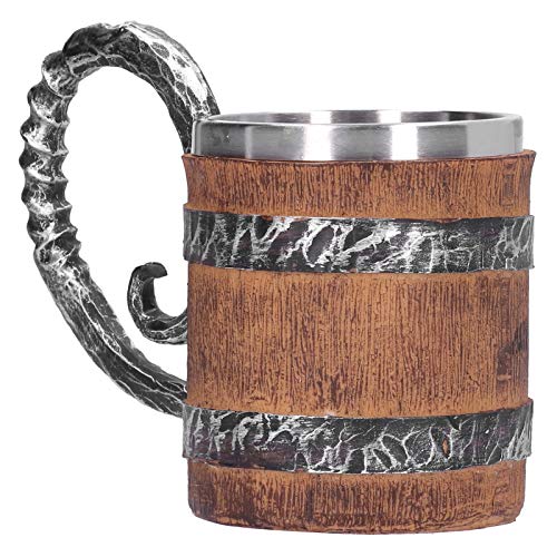 Alvinlite Vintage Edelstahl handgefertigte Tasse Harz Trinkbecher Eiche Fass Becher für Kaffeegetränksaft von Alvinlite