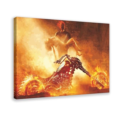 AmAzwi Ghost Rider Classic Art Poster 2 Leinwand Poster Schlafzimmer Dekor Sport Landschaft Büro Zimmer Dekor Geschenkrahmen: 40 x 60 cm von AmAzwi