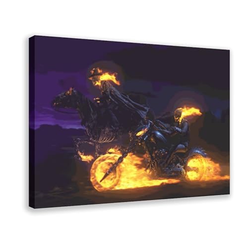AmAzwi Ghost Rider Classic Art Poster 5 Leinwand Poster Wandkunst Dekor Druck Bild Gemälde für Wohnzimmer Schlafzimmer Dekoration Rahmen: 40 x 60 cm von AmAzwi