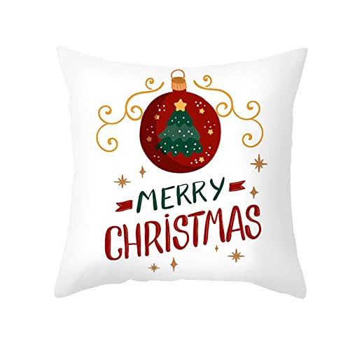 AMDXD 40x40cm Weihnachten Kissenbezug, Merry Christmas Weihnachtsbaum Kugel Kissenhüllen aus Polyester Weich Bequem für Zuhause und Sofa, Schlafzimmer Dekoration, Rot Grün Gold von AMDXD