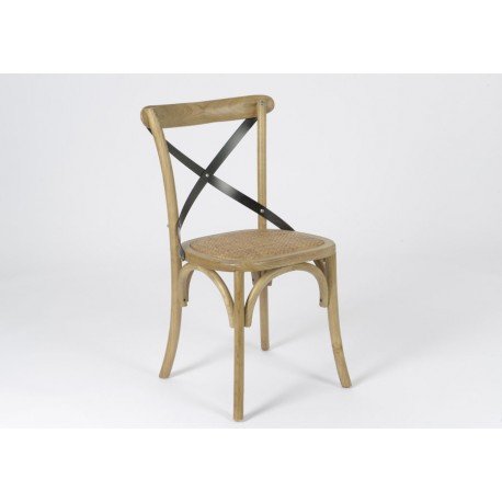 Amadeus Stühle mit Kreuz, Metall und Naturholz, 2 Stück (Kategorie: Esszimmerstühle), Naturfaser, braun, one Size von Amadeus