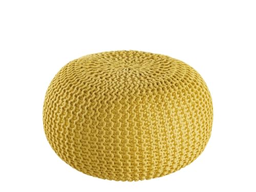 Amago home Pouf Outdoor ø 55 o. 45cm Bodenkissen Sitzpouf Hocker wetterfest pflegeleicht & nachhaltig Größe ø 45 cm, Farbe gelb - Freesia von Amago home