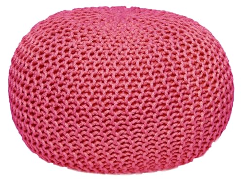 Amago home Pouf Outdoor ø 55 o. 45cm Bodenkissen Sitzpouf Hocker wetterfest pflegeleicht & nachhaltig Größe ø 55 cm, Farbe pink - Rosebloom von Amago home