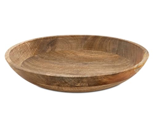 Dekoschale Holzschale rund H6cm modern schlicht Mangoholz massiv Größe ø 30 cm von Amago home